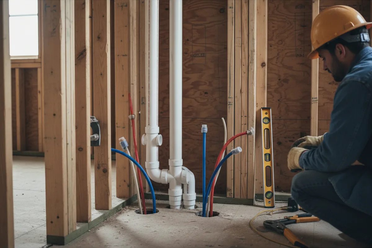 Drain and supply rough-in during Toilet Repair and Installation in Woodhaven