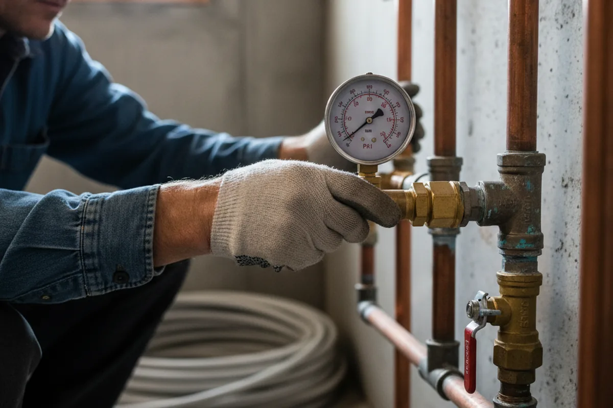 Pressure testing a repaired line during Water Line Repair in Woodhaven